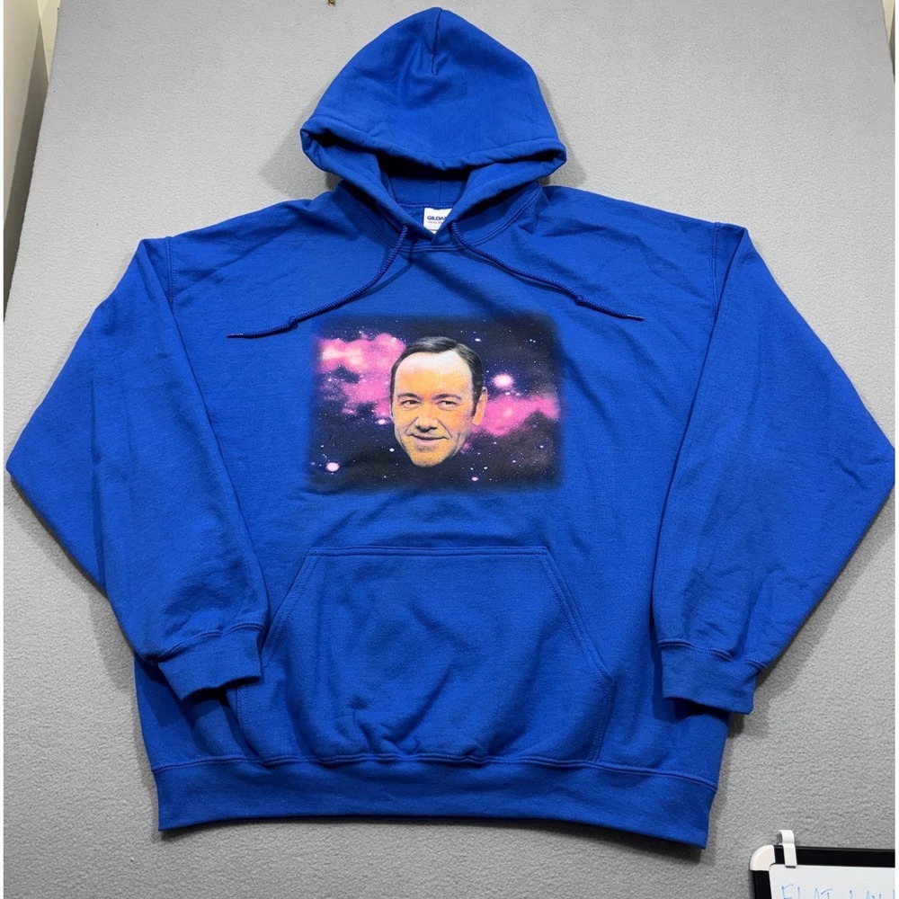 Florida Panthers Spacey In Space Kevin Spacey Graphic Hoodie Gildan Mens XL Blue